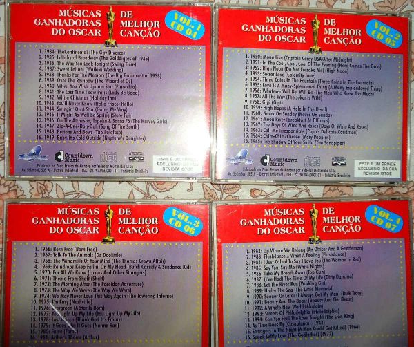 Cd Coleçao Musicas Ganhadoras Do Oscar De 1934 Ä 1994